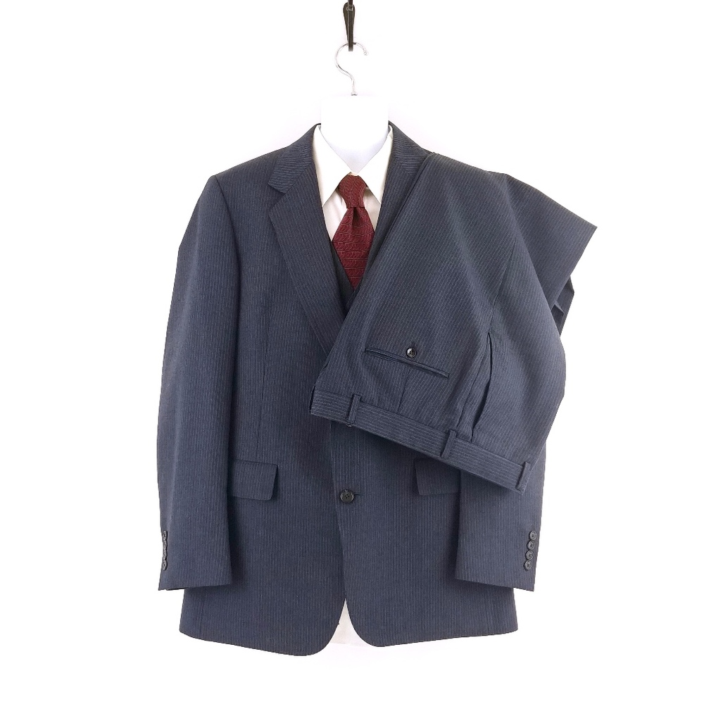 Hart Schaffner & Marx Navy Pinstripe 3 Piece Suit